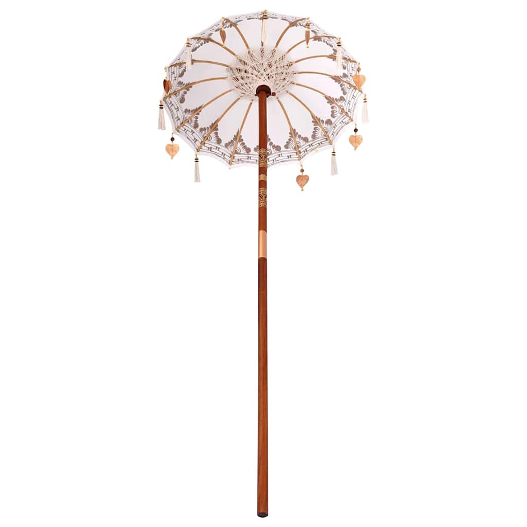 Balinese Parasol Cream 95 x 95 x 260 cm Cotton and Wood