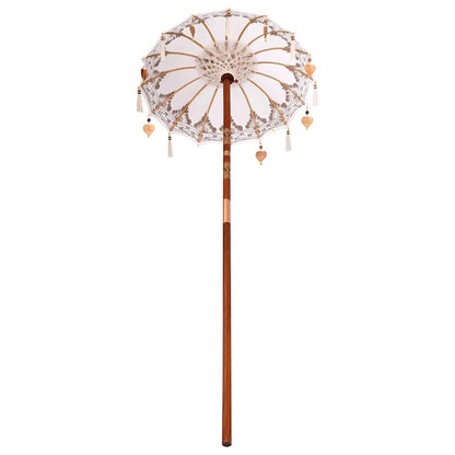 Balinese Parasol Cream 95 x 95 x 260 cm Cotton and Wood