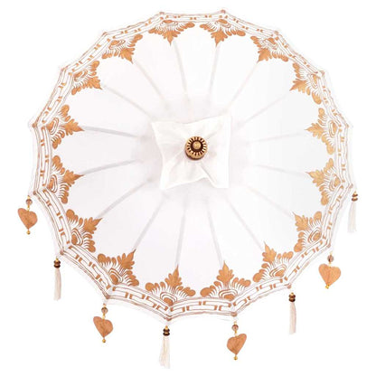 Balinese Parasol Cream 95 x 95 x 260 cm Cotton and Wood