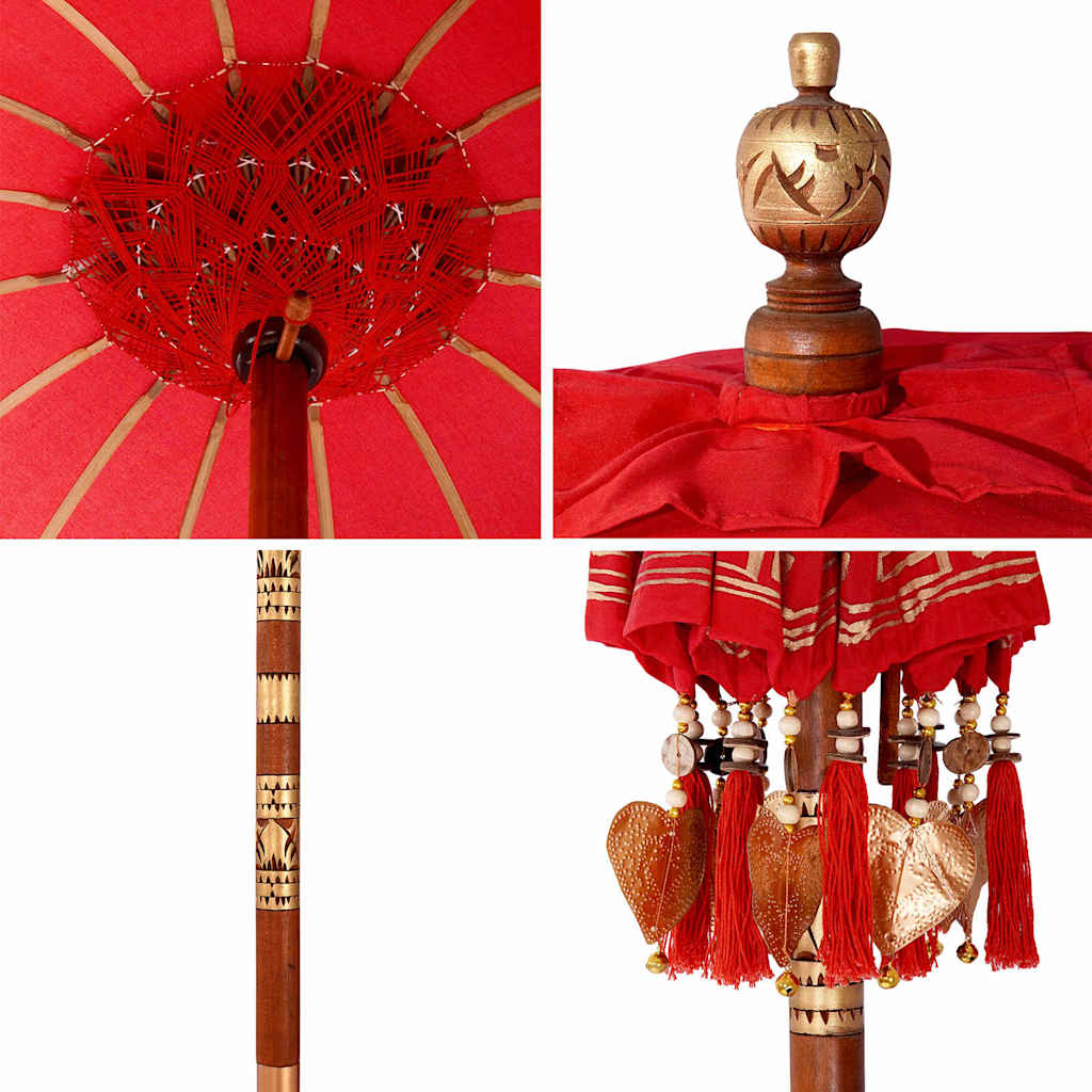 Balinese Parasol Red 95 x 95 x 260 cm Cotton and Wood
