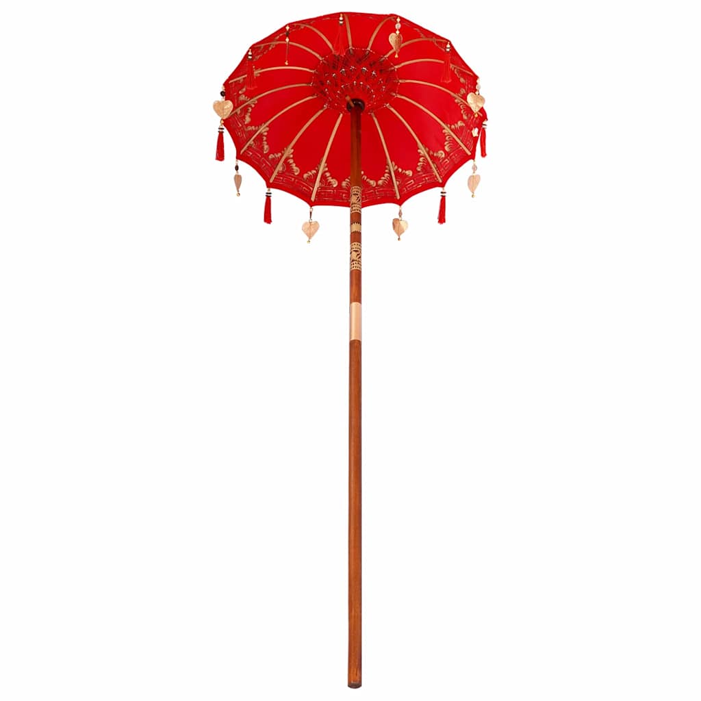 Balinese Parasol Red 95 x 95 x 260 cm Cotton and Wood