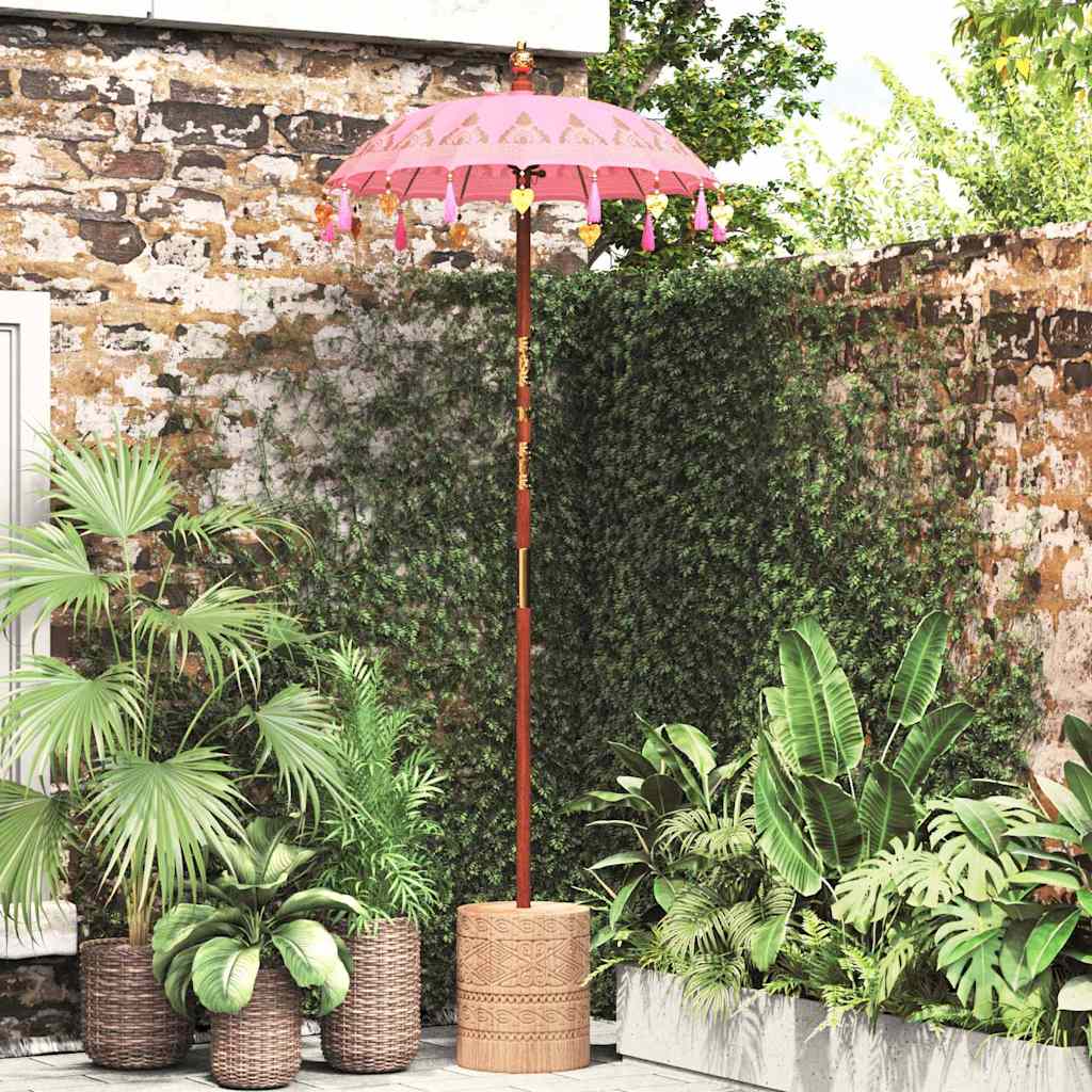 Balinese Parasol Pink 95 x 95 x 260 cm Cotton and Wood