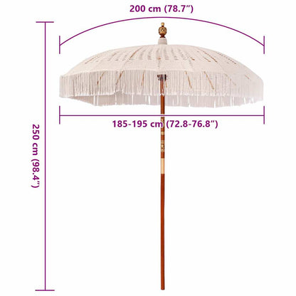 Macrame Parasol Cream 190 x 190 x 260 cm