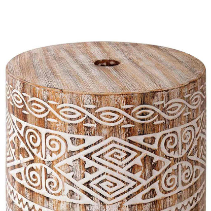 Parasol Base white washed Ø34 x 40 cm Solid wood