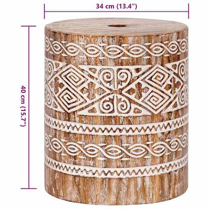 Parasol Base white washed Ø34 x 40 cm Solid wood