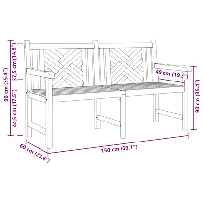 Garden Bench Brown 150 x 60 x 90 cm Solid teak wood