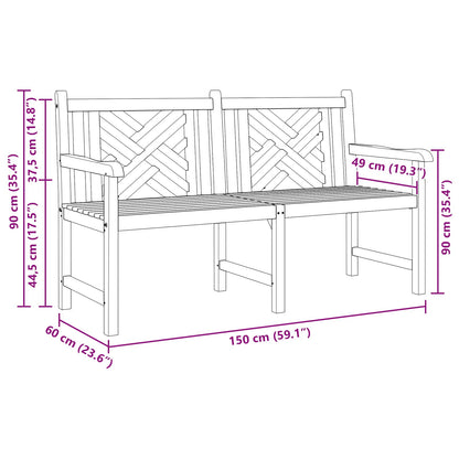 Garden Bench Brown 150 x 60 x 90 cm Solid teak wood