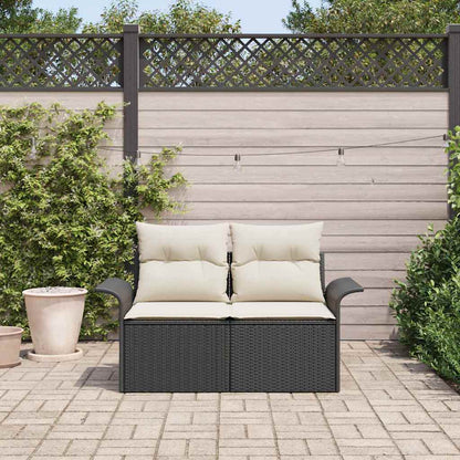 Garden Sofa with Cushion Black 141 x 62 x 69cm Poly Rattan
