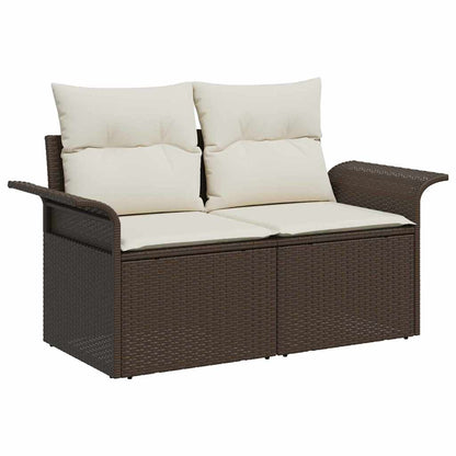 Garden Sofa with Cushion Brown 141 x 62 x 69cm Poly Rattan