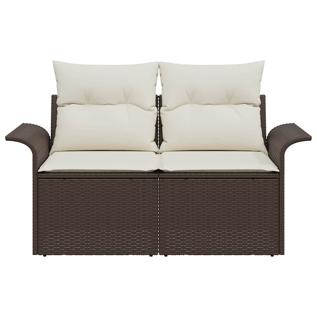 Garden Sofa with Cushion Brown 141 x 62 x 69cm Poly Rattan