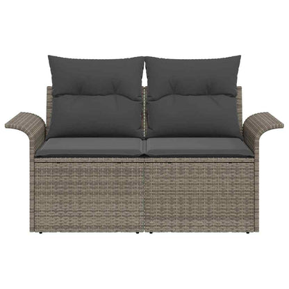 Garden Sofa with Cushion Grey 141 x 62 x 69cm Poly Rattan