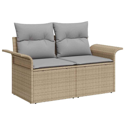 Garden Sofa with Cushion Beige 141 x 62 x 69cm Poly Rattan