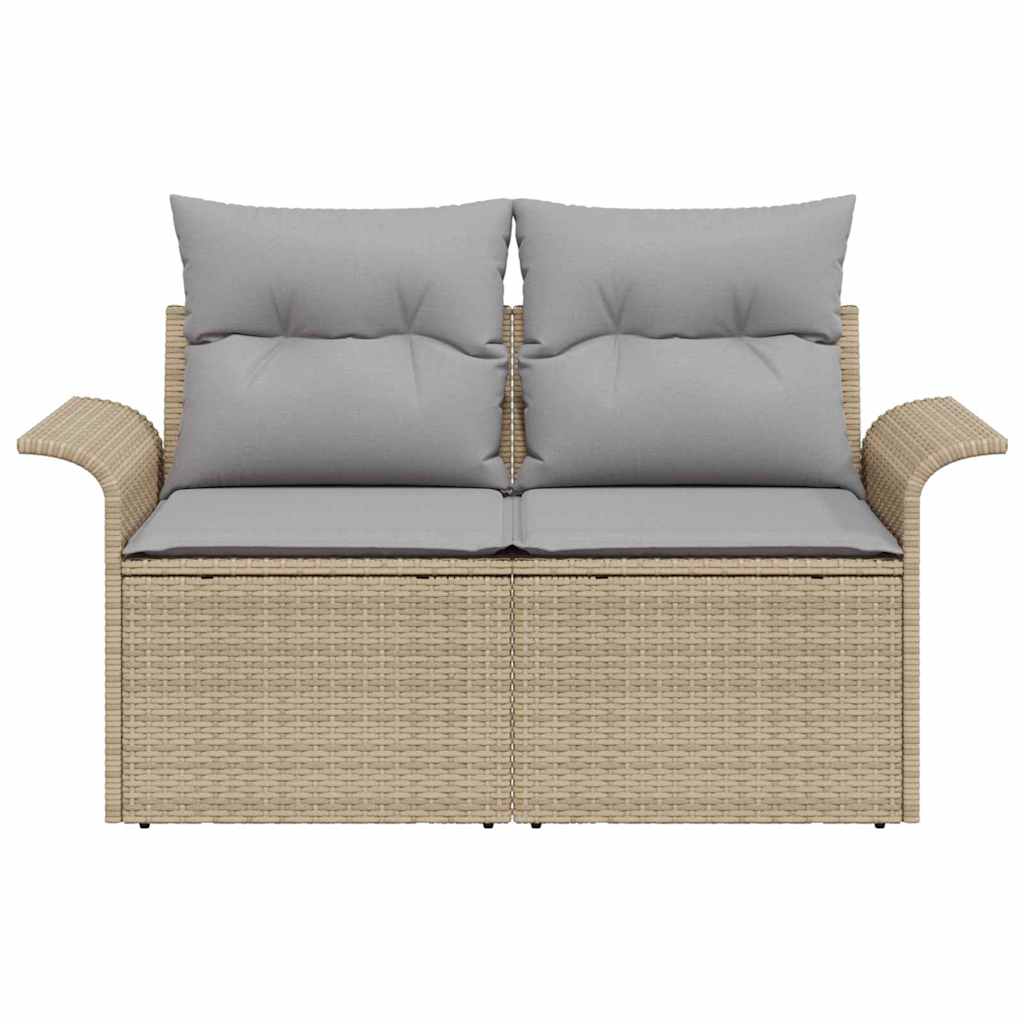 Garden Sofa with Cushion Beige 141 x 62 x 69cm Poly Rattan
