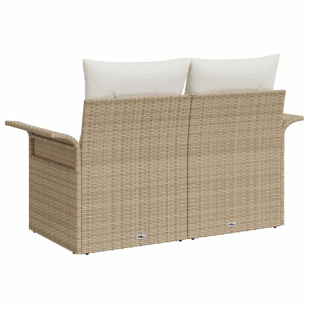 Garden Sofa with Cushion Beige 141 x 62 x 69cm Poly Rattan