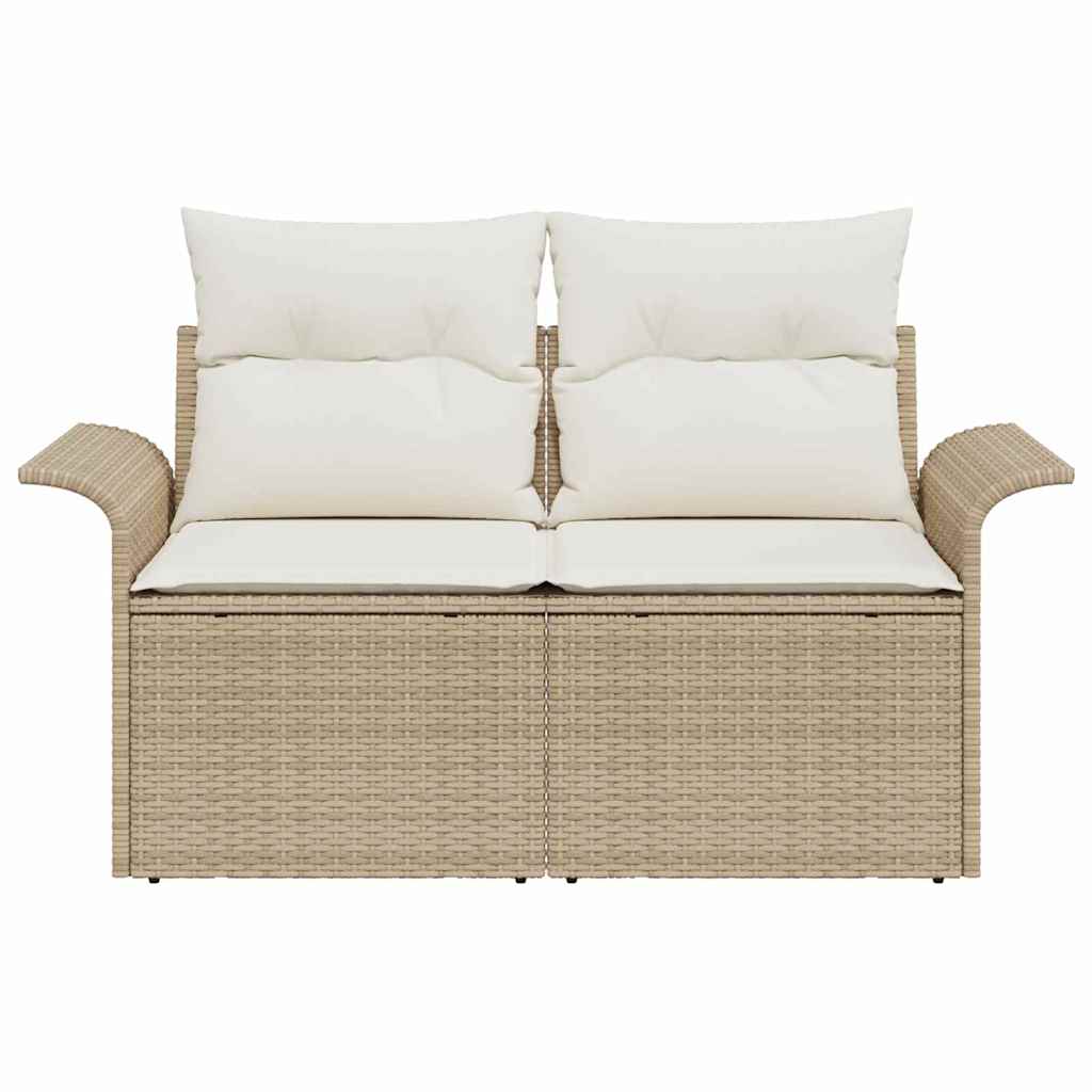 Garden Sofa with Cushion Beige 141 x 62 x 69cm Poly Rattan