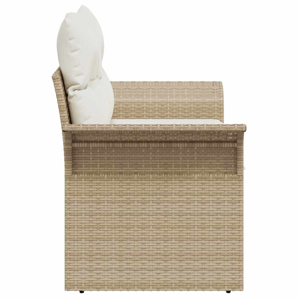 Garden Sofa with Cushion Beige 141 x 62 x 69cm Poly Rattan