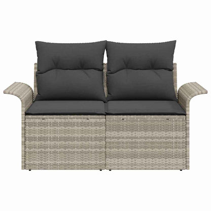 Garden Sofa with Cushion Light Grey 141 x 62 x 69cm Poly Rattan