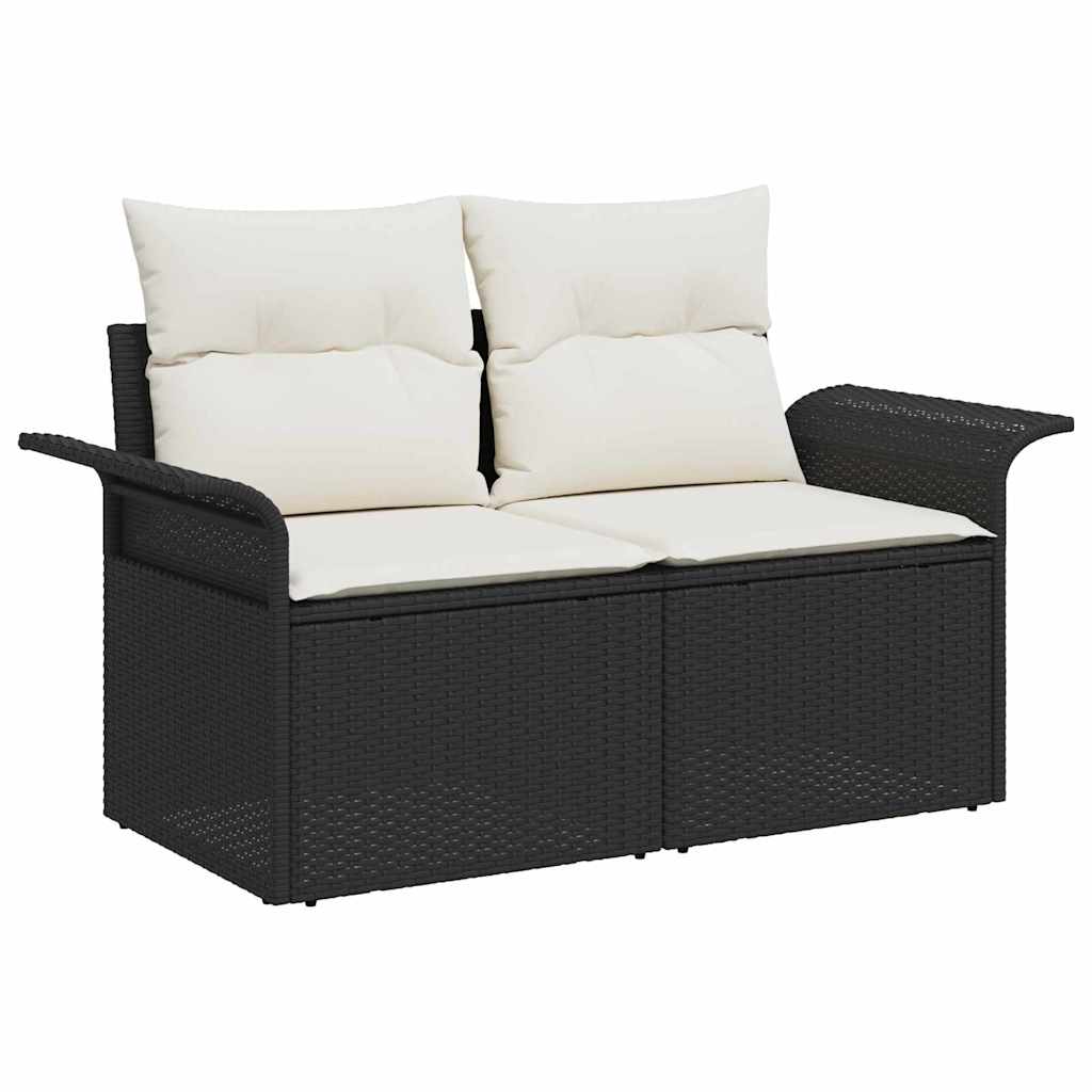 Garden Sofa with Cushion Black 141 x 62 x 69cm Poly Rattan
