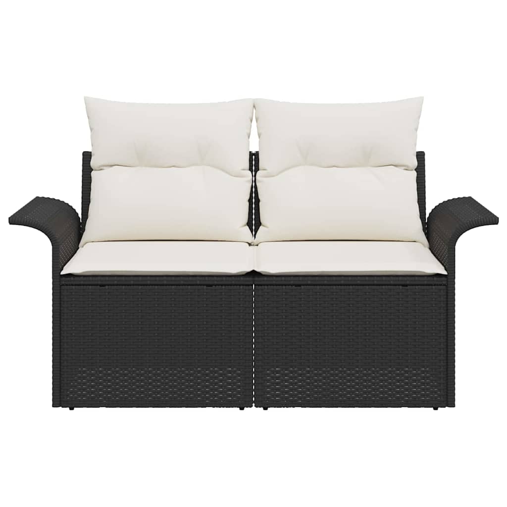 Garden Sofa with Cushion Black 141 x 62 x 69cm Poly Rattan