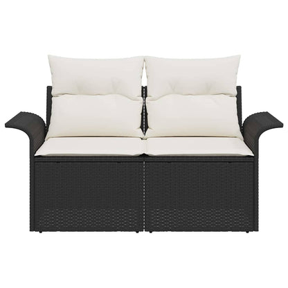 Garden Sofa with Cushion Black 141 x 62 x 69cm Poly Rattan