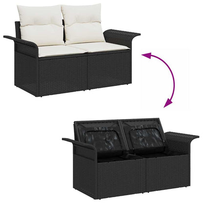 Garden Sofa with Cushion Black 141 x 62 x 69cm Poly Rattan