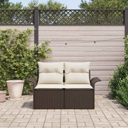 Garden Sofa with Cushion Brown 141 x 62 x 69cm Poly Rattan