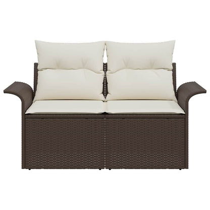Garden Sofa with Cushion Brown 141 x 62 x 69cm Poly Rattan