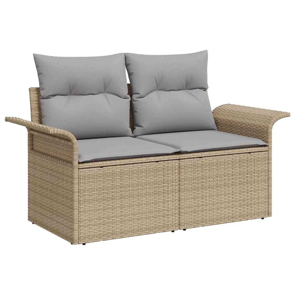 Garden Sofa with Cushion Beige 141 x 62 x 69cm Poly Rattan