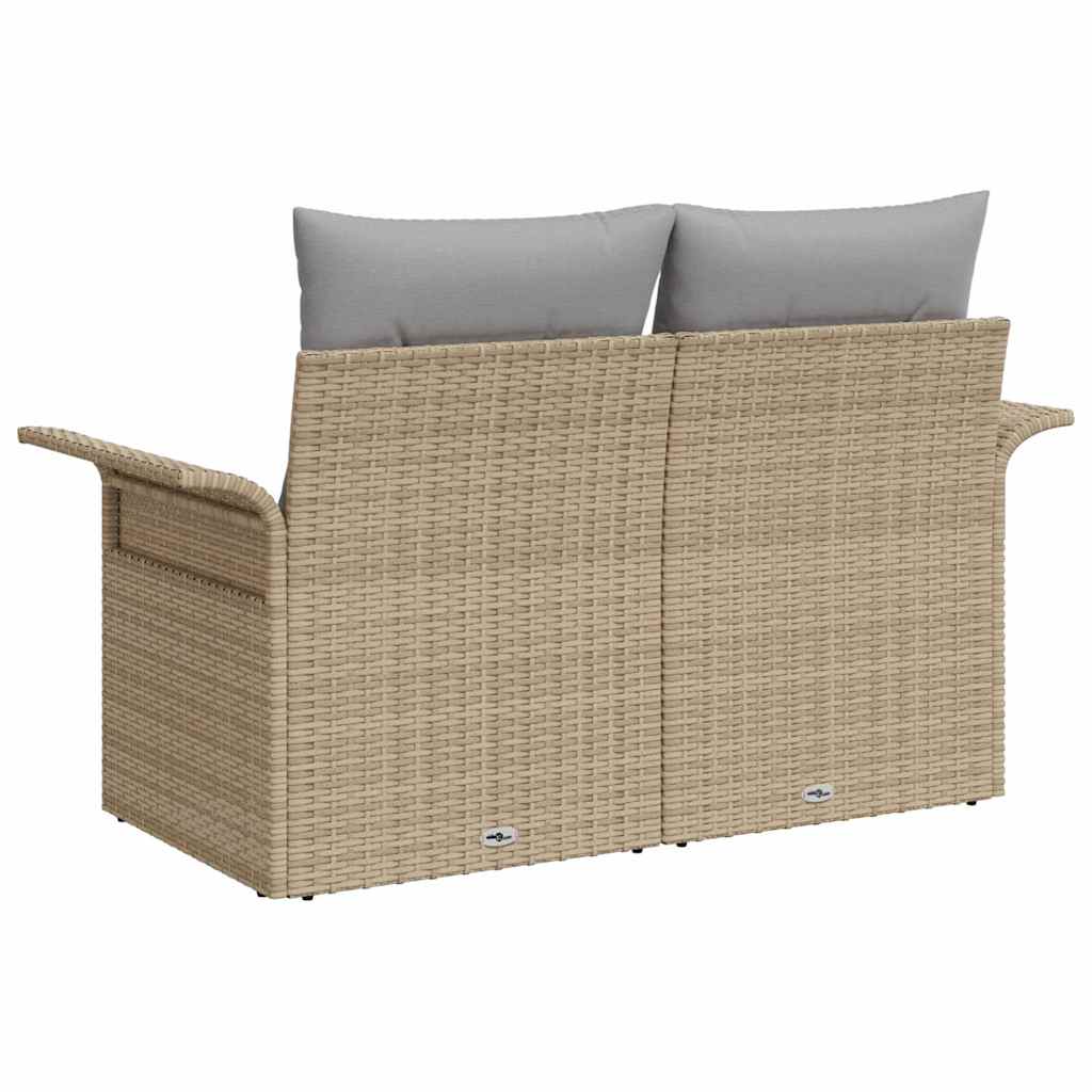 Garden Sofa with Cushion Beige 141 x 62 x 69cm Poly Rattan