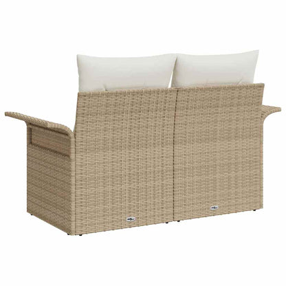 Garden Sofa with Cushion Beige 141 x 62 x 69cm Poly Rattan