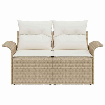 Garden Sofa with Cushion Beige 141 x 62 x 69cm Poly Rattan