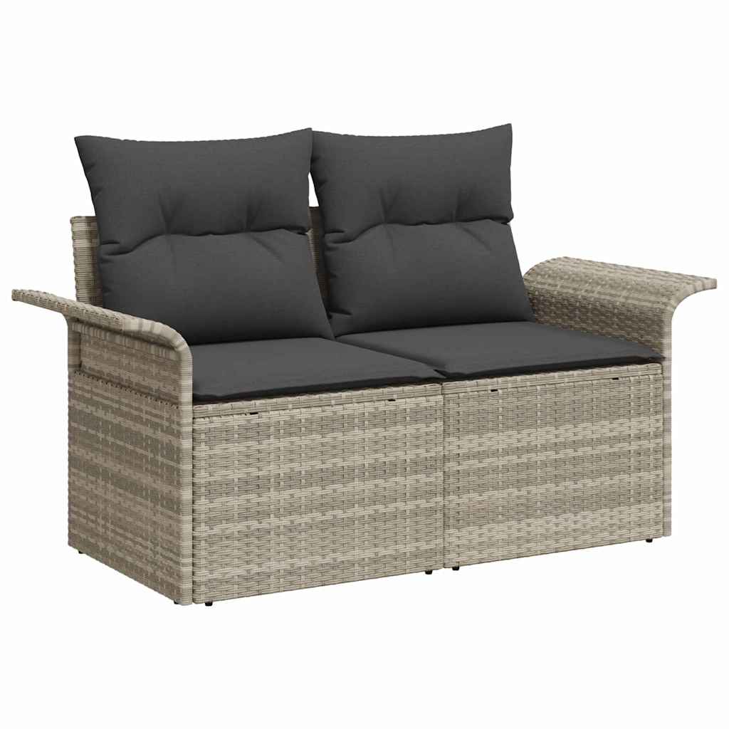 Garden Sofa with Cushion Light Grey 141 x 62 x 69cm Poly Rattan