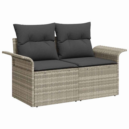 Garden Sofa with Cushion Light Grey 141 x 62 x 69cm Poly Rattan