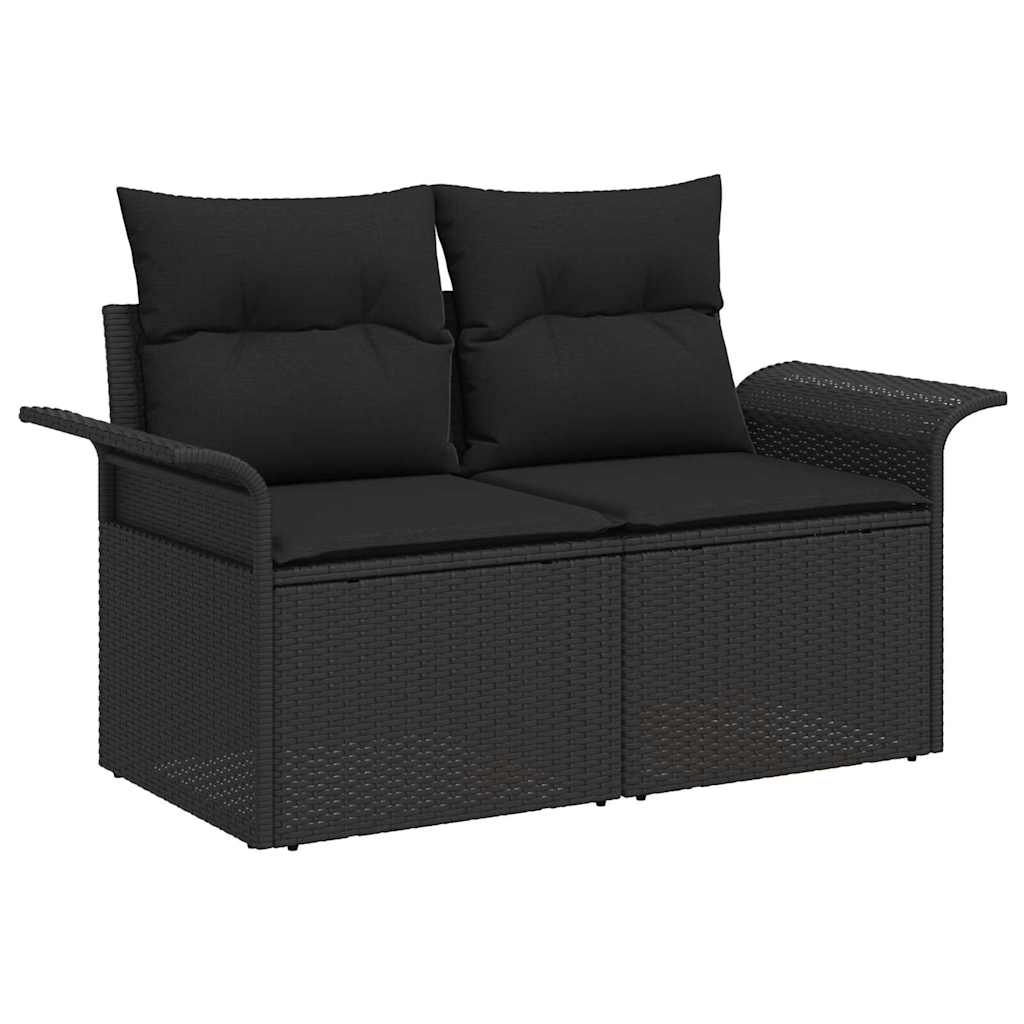 Garden Sofa with Cushion Black 141 x 62 x 69cm Poly Rattan