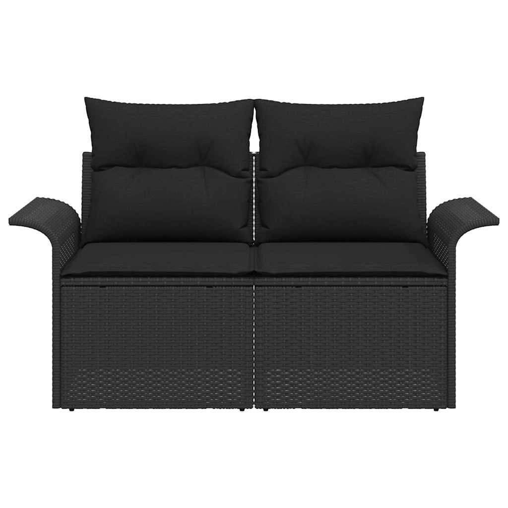 Garden Sofa with Cushion Black 141 x 62 x 69cm Poly Rattan