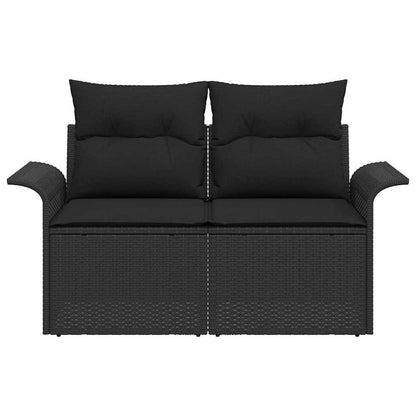 Garden Sofa with Cushion Black 141 x 62 x 69cm Poly Rattan