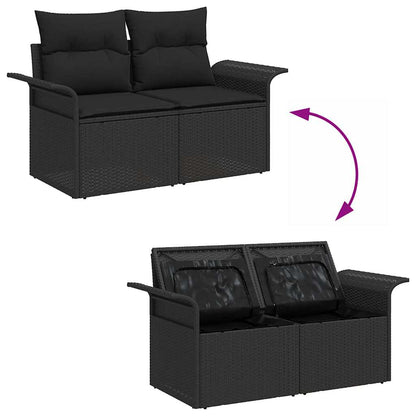 Garden Sofa with Cushion Black 141 x 62 x 69cm Poly Rattan
