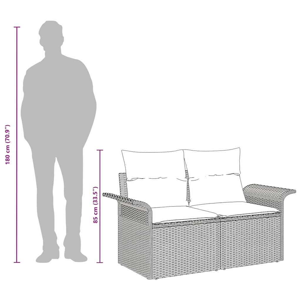 Garden Sofa with Cushion Black 141 x 62 x 69cm Poly Rattan