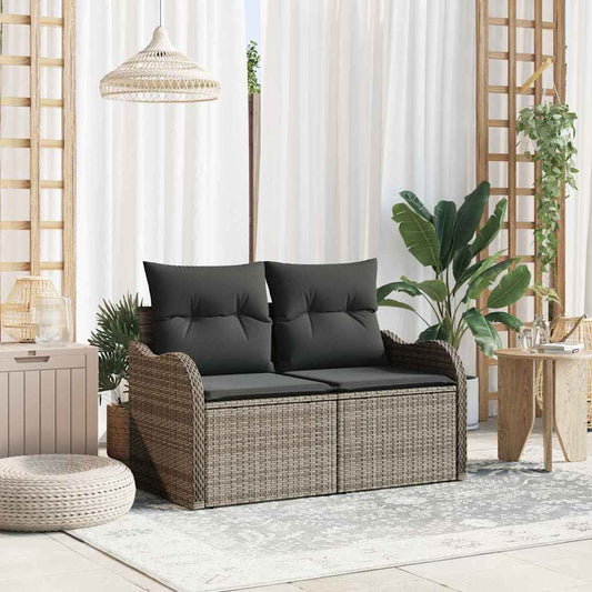 Garden Sofa Grey 121 x 62 x 69cm Poly Rattan
