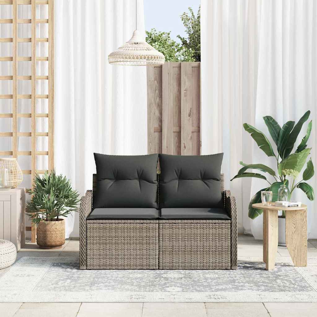 Garden Sofa Grey 121 x 62 x 69cm Poly Rattan
