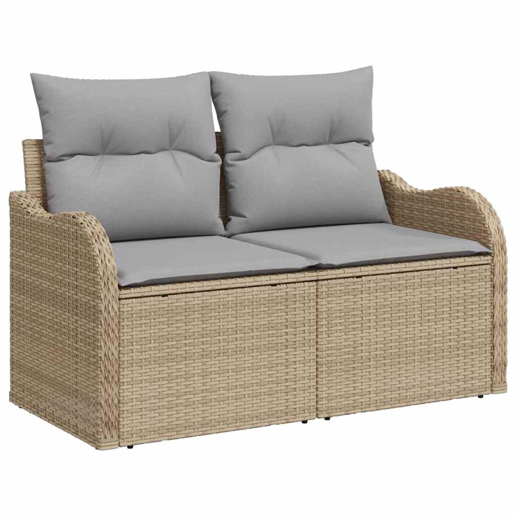 Garden Sofa Beige 121 x 62 x 69cm Poly Rattan
