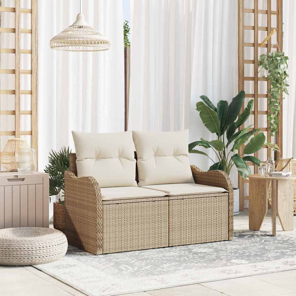 Garden Sofa Beige 121 x 62 x 69cm Poly Rattan