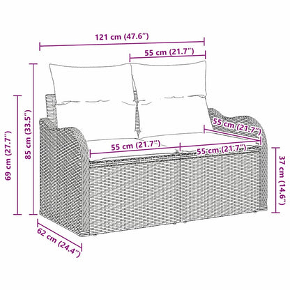 Garden Sofa Beige 121 x 62 x 69cm Poly Rattan