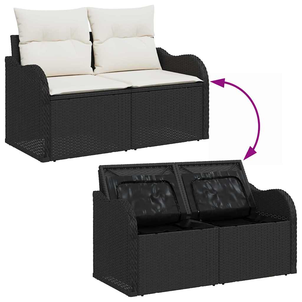 Garden Sofa Black 121 x 62 x 69cm Poly Rattan