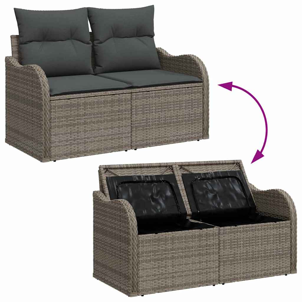 Garden Sofa Grey 121 x 62 x 69cm Poly Rattan