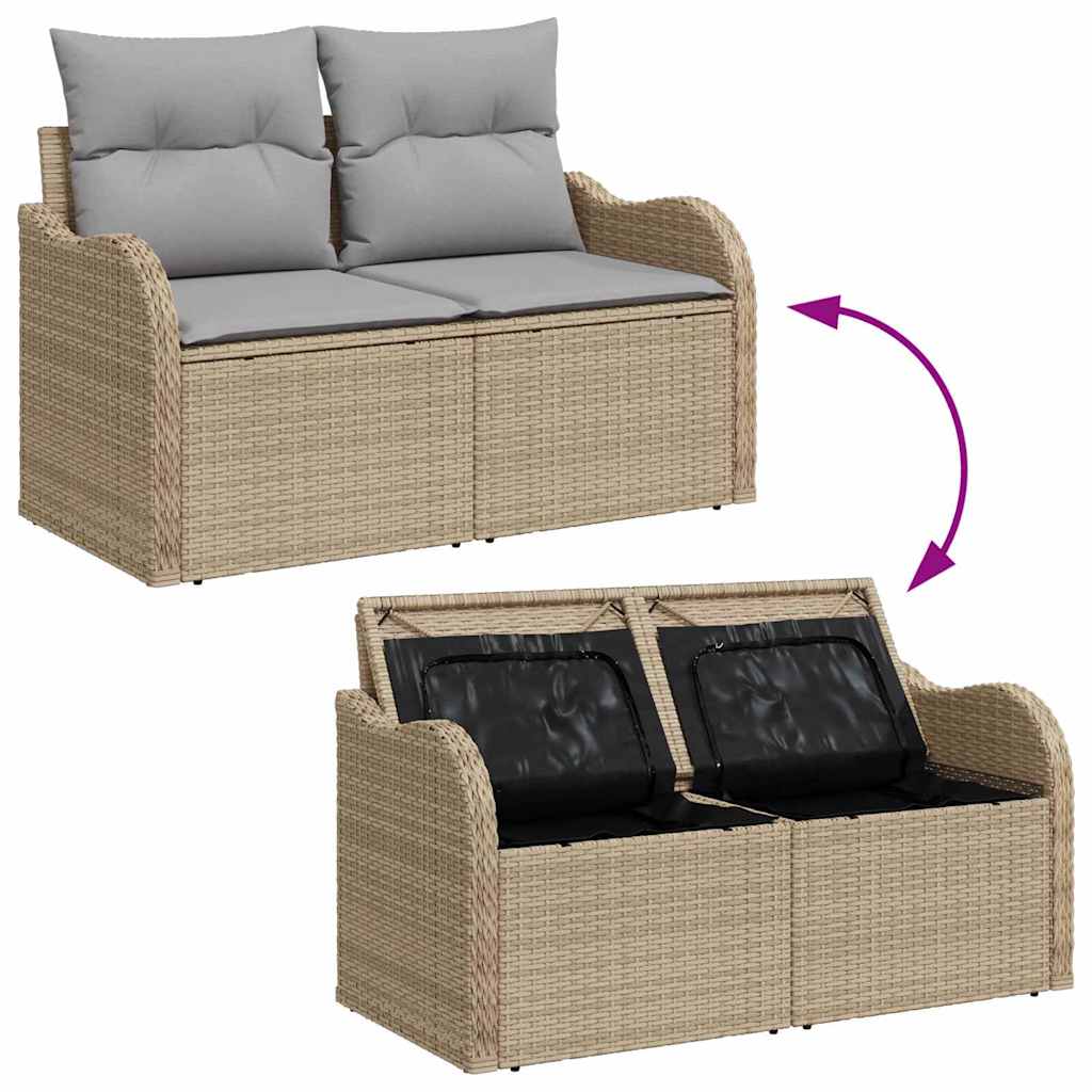 Garden Sofa Beige 121 x 62 x 69cm Poly Rattan