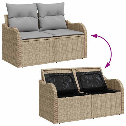 Garden Sofa Beige 121 x 62 x 69cm Poly Rattan