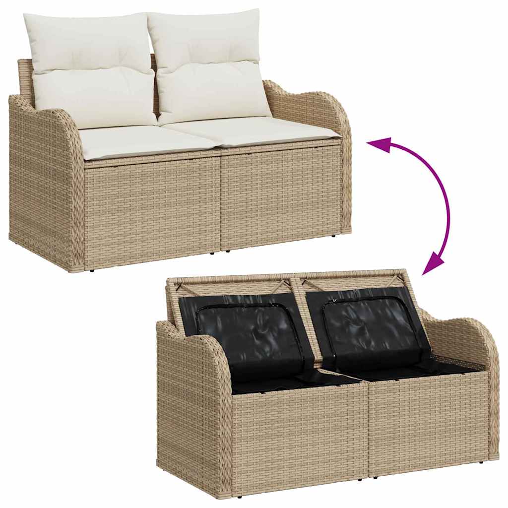 Garden Sofa Beige 121 x 62 x 69cm Poly Rattan