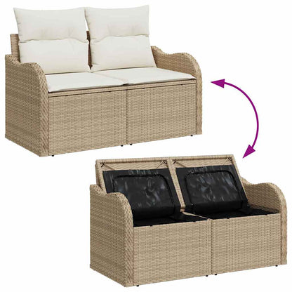 Garden Sofa Beige 121 x 62 x 69cm Poly Rattan