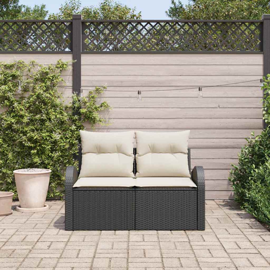 Garden Sofa Black 124 x 62 x 69cm Poly Rattan